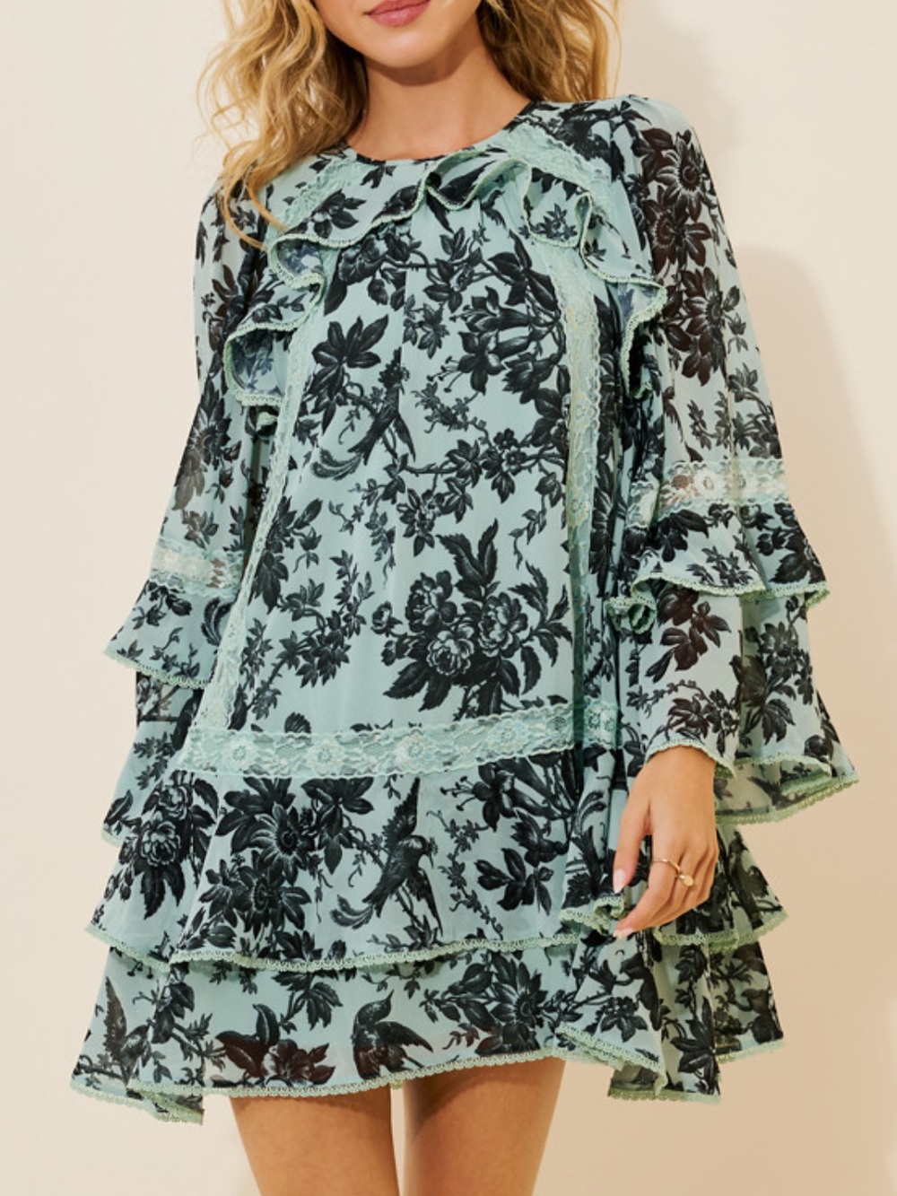 New BHLDN Chiffon Long Sleeve Mini Dress Size XS